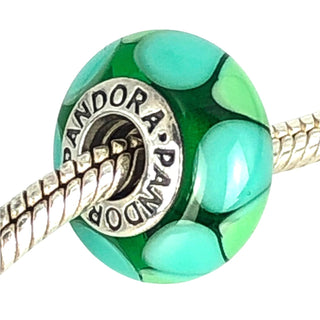Pandora Captivating Green Murano Glass Charm Sterling Silver Retired