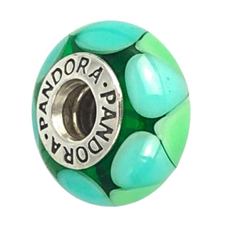 Pandora Captivating Green Murano Glass Charm Sterling Silver Retired