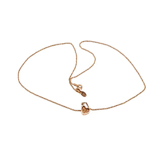 Vintage Rose Gold Vermeil Cubic Zirconia Heart Necklace 18 Inches