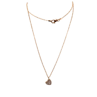 Vintage Rose Gold Vermeil Cubic Zirconia Heart Necklace 18 Inches