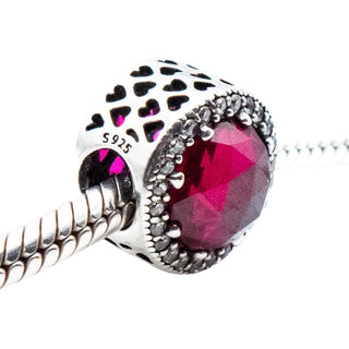 Pandora Radiant Hearts Cerise Crystal Charm Sterling Silver Retired