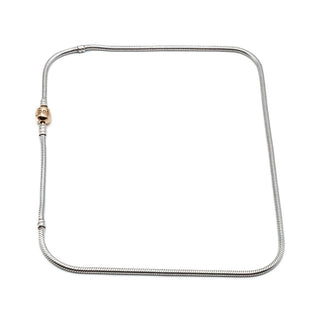 PANDORA Sterling Silver Snake Chain Necklace With Solid 14K Gold Pandora Clasp