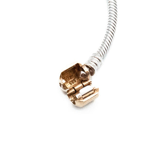 PANDORA Sterling Silver Snake Chain Necklace With Solid 14K Gold Pandora Clasp