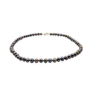 Vintage 18-Inch Cultured 7-8mm Black Pearl Necklace With Heart Toggle Clasp