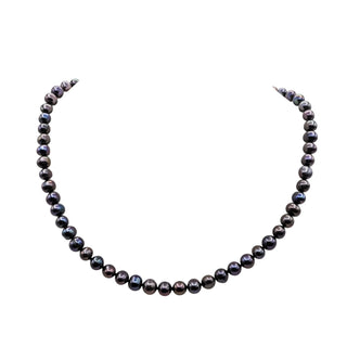 Vintage 18-Inch Cultured 7-8mm Black Pearl Necklace With Heart Toggle Clasp