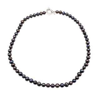 Vintage 18-Inch Cultured 7-8mm Black Pearl Necklace With Heart Toggle Clasp