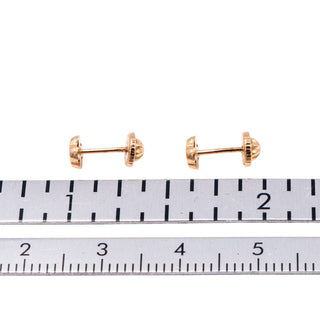 14K Yellow Gold Flower Moissanite Screw Back Stud Earrings Child Petite