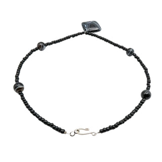 Black Striped Agate Beaded Necklace – 17 Inches