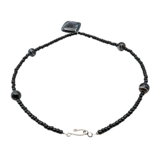 Black Striped Agate Beaded Necklace – 17 Inches