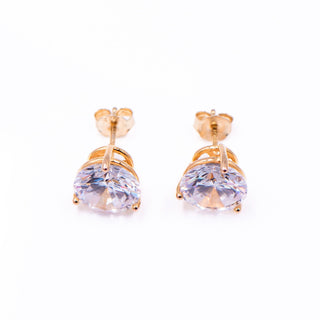 Sterling Silver Gold Tone 10mm Round CZ Martini Stud Earrings Solitaire Gift