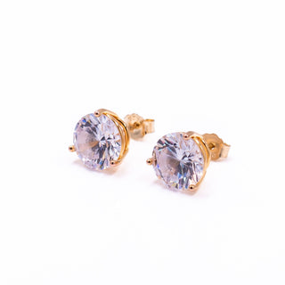 Sterling Silver Gold Tone 10mm Round CZ Martini Stud Earrings Solitaire Gift