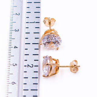 Sterling Silver Gold Tone 10mm Round CZ Martini Stud Earrings Solitaire Gift