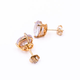 Sterling Silver Gold Tone 10mm Round CZ Martini Stud Earrings Solitaire Gift