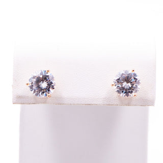 Sterling Silver Gold Tone 10mm Round CZ Martini Stud Earrings Solitaire Gift