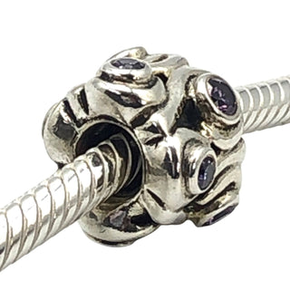 Pandora Ocean Wave Sterling Silver Charm With Amethyst Zirconia