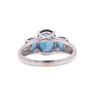 London Blue Topaz Sterling Silver Three Stone Ring Size 7