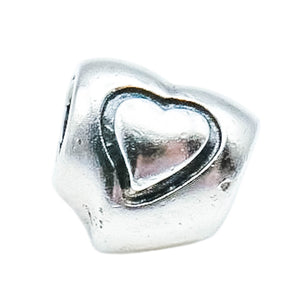 Chamilia Heart in Heart Sterling Silver Love Charm Bracelet Bead Heart