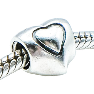 Chamilia Heart in Heart Sterling Silver Love Charm Bracelet Bead Heart