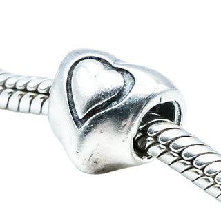 Chamilia Heart in Heart Sterling Silver Love Charm Bracelet Bead Heart