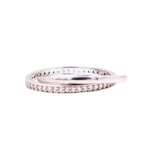 Sterling Silver Intertwined Crossover Clear CZ Double Band Ring Size 7