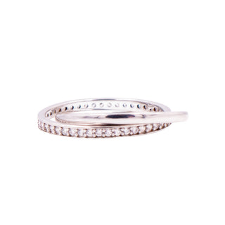 Sterling Silver Intertwined Crossover Clear CZ Double Band Ring Size 7