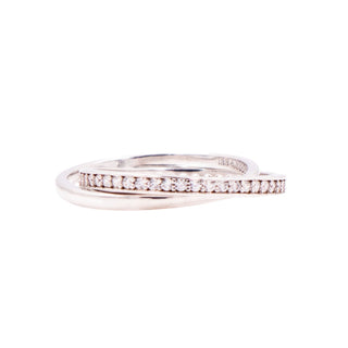 Sterling Silver Intertwined Crossover Clear CZ Double Band Ring Size 7
