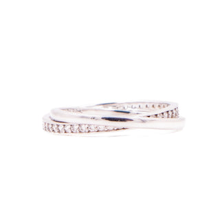 Sterling Silver Intertwined Crossover Clear CZ Double Band Ring Size 7