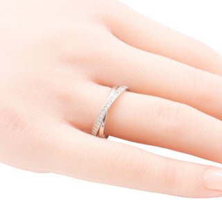 Sterling Silver Intertwined Crossover Clear CZ Double Band Ring Size 7