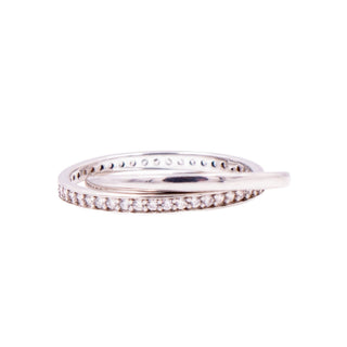 Sterling Silver Intertwined Crossover Clear CZ Double Band Ring Size 7