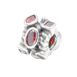 Sterling Silver Red CZ Charm Bead Cubic Zirconia