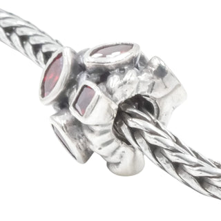 Sterling Silver Red CZ Charm Bead Cubic Zirconia