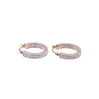 Sterling Silver Clear Crystal 7/8 Inch Hoop Earrings