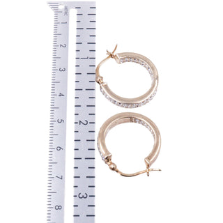 Sterling Silver Clear Crystal 7/8 Inch Hoop Earrings
