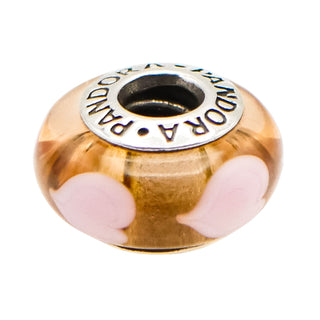 Pandora Rose with Pink Hearts Sterling Silver Murano Glass Charm Bead