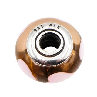 Pandora Rose with Pink Hearts Sterling Silver Murano Glass Charm Bead