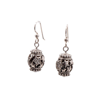 Brighton 1.5 Inch Shimmering Star French Wire Earrings Silver Tone Crystal Accents