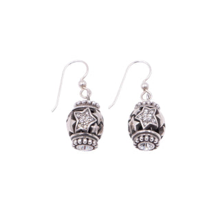 Brighton 1.5 Inch Shimmering Star French Wire Earrings Silver Tone Crystal Accents