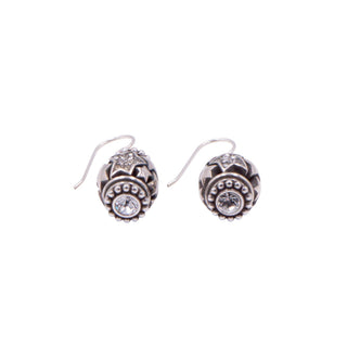 Brighton 1.5 Inch Shimmering Star French Wire Earrings Silver Tone Crystal Accents