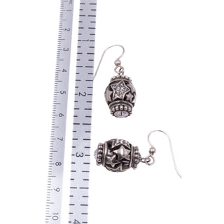 Brighton 1.5 Inch Shimmering Star French Wire Earrings Silver Tone Crystal Accents