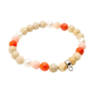 Thomas Sabo Pearl, Coral, Jasper 7-Inch Charm Carrier Bracelet