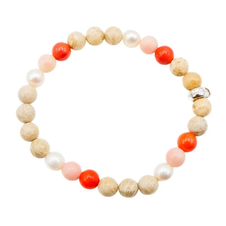 Thomas Sabo Pearl, Coral, Jasper 7-Inch Charm Carrier Bracelet