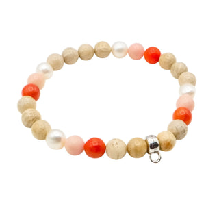 Thomas Sabo Pearl, Coral, Jasper 7-Inch Charm Carrier Bracelet