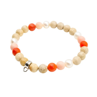 Thomas Sabo Pearl, Coral, Jasper 7-Inch Charm Carrier Bracelet