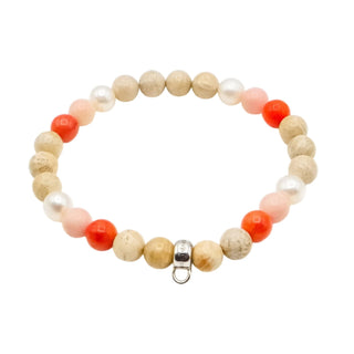 Thomas Sabo Pearl, Coral, Jasper 7-Inch Charm Carrier Bracelet