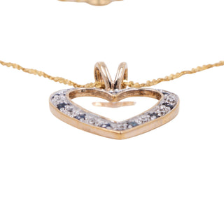 Gold Over Sterling Silver Sapphire Diamond Open Heart Pendant 20 Inch Necklace