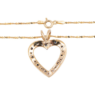 Gold Over Sterling Silver Sapphire Diamond Open Heart Pendant 20 Inch Necklace