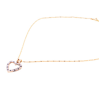 Gold Over Sterling Silver Sapphire Diamond Open Heart Pendant 20 Inch Necklace