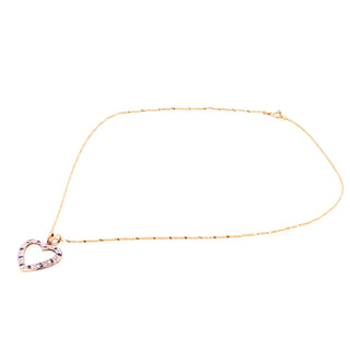 Gold Over Sterling Silver Sapphire Diamond Open Heart Pendant 20 Inch Necklace