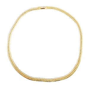 Vintage Gold Tone Herringbone Necklace Flat Chain 18 Inch Classic