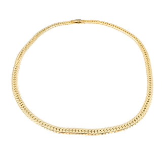 Vintage Gold Tone Herringbone Necklace Flat Chain 18 Inch Classic